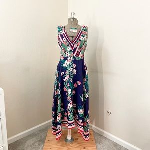 VINCE Camuto Floral-Print Handkerchief-Hem Dress -SIZE 10 with pockets